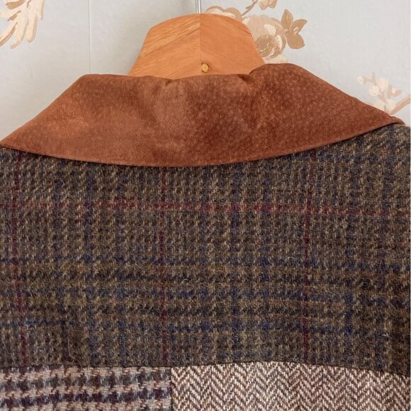 Vintage 90s Women Patchwork Wool Blazer Jacket Size 7/8 Dark Academia Old Money - Picture 7 of 15